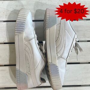 Kids PUMA TENNIS SHOES. Girls size 2 white with gradient pink & purple